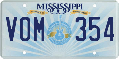 MS license plate VOM354