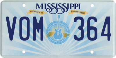 MS license plate VOM364