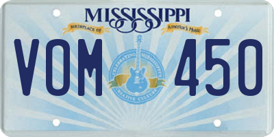 MS license plate VOM450
