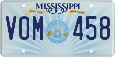 MS license plate VOM458