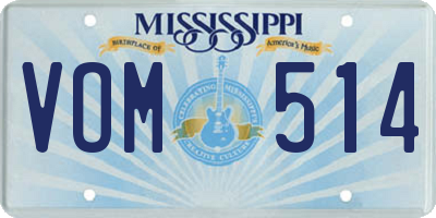 MS license plate VOM514