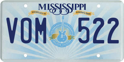 MS license plate VOM522
