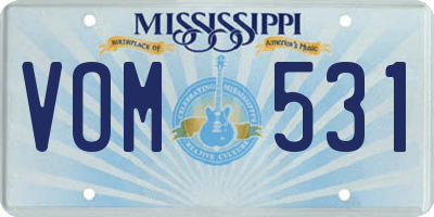 MS license plate VOM531