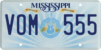 MS license plate VOM555