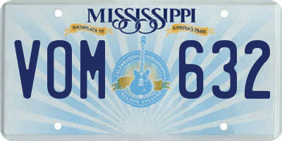 MS license plate VOM632