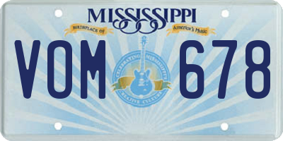 MS license plate VOM678
