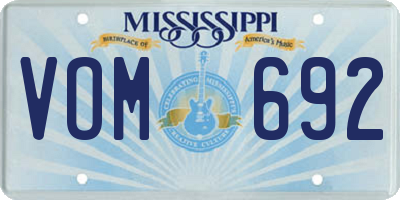 MS license plate VOM692