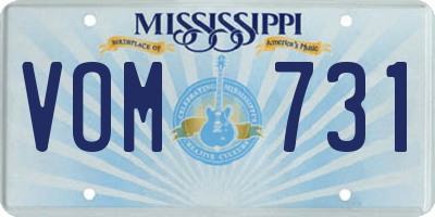 MS license plate VOM731
