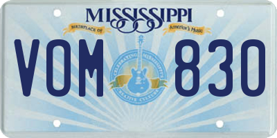 MS license plate VOM830