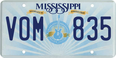 MS license plate VOM835