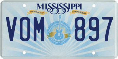 MS license plate VOM897
