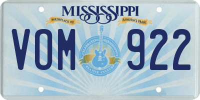 MS license plate VOM922