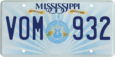 MS license plate VOM932
