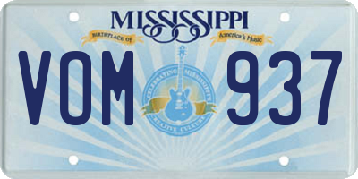 MS license plate VOM937