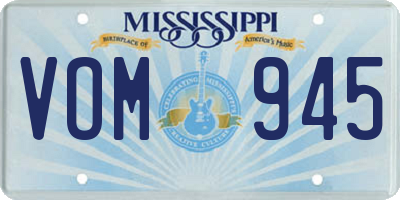 MS license plate VOM945