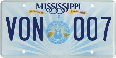 MS license plate VON007
