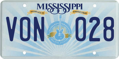 MS license plate VON028