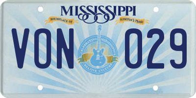 MS license plate VON029