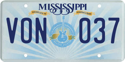 MS license plate VON037