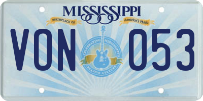 MS license plate VON053