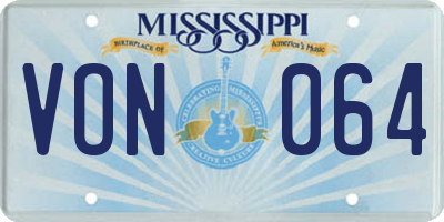 MS license plate VON064