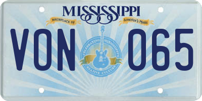 MS license plate VON065