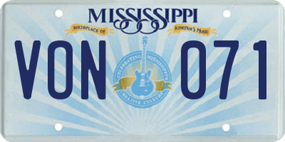 MS license plate VON071