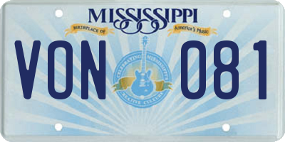 MS license plate VON081
