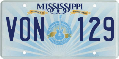 MS license plate VON129