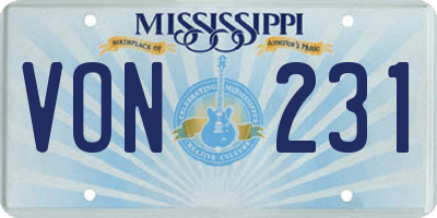 MS license plate VON231