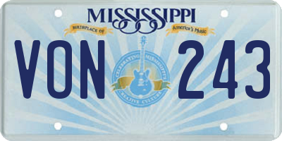 MS license plate VON243