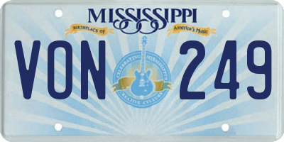 MS license plate VON249