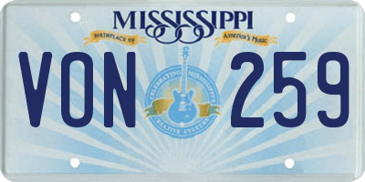 MS license plate VON259