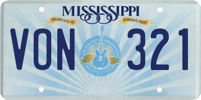 MS license plate VON321