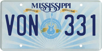 MS license plate VON331