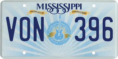MS license plate VON396