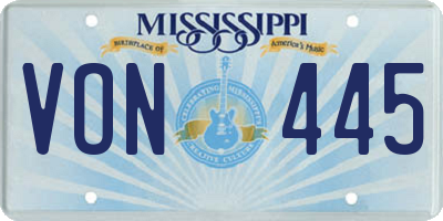 MS license plate VON445