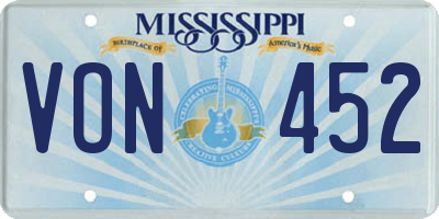 MS license plate VON452