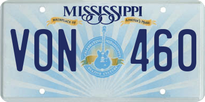 MS license plate VON460