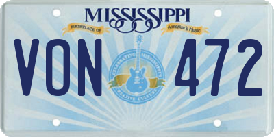 MS license plate VON472