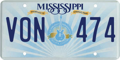 MS license plate VON474