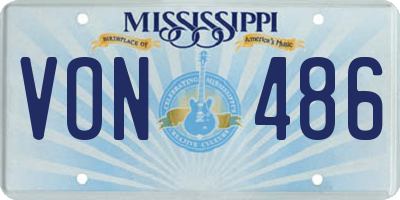 MS license plate VON486
