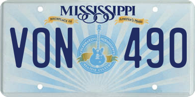 MS license plate VON490