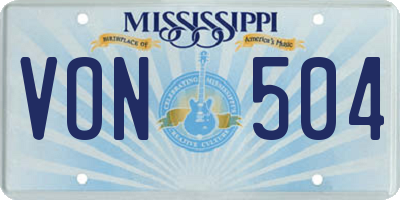 MS license plate VON504