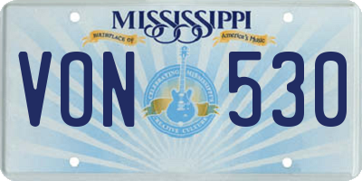 MS license plate VON530
