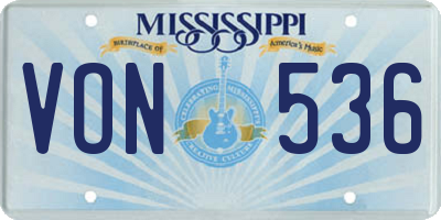 MS license plate VON536