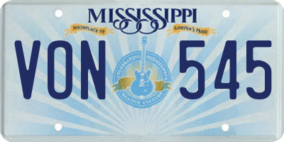 MS license plate VON545