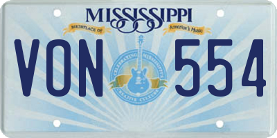 MS license plate VON554