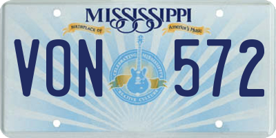 MS license plate VON572