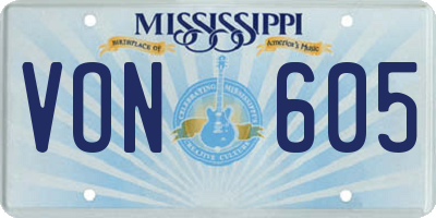 MS license plate VON605